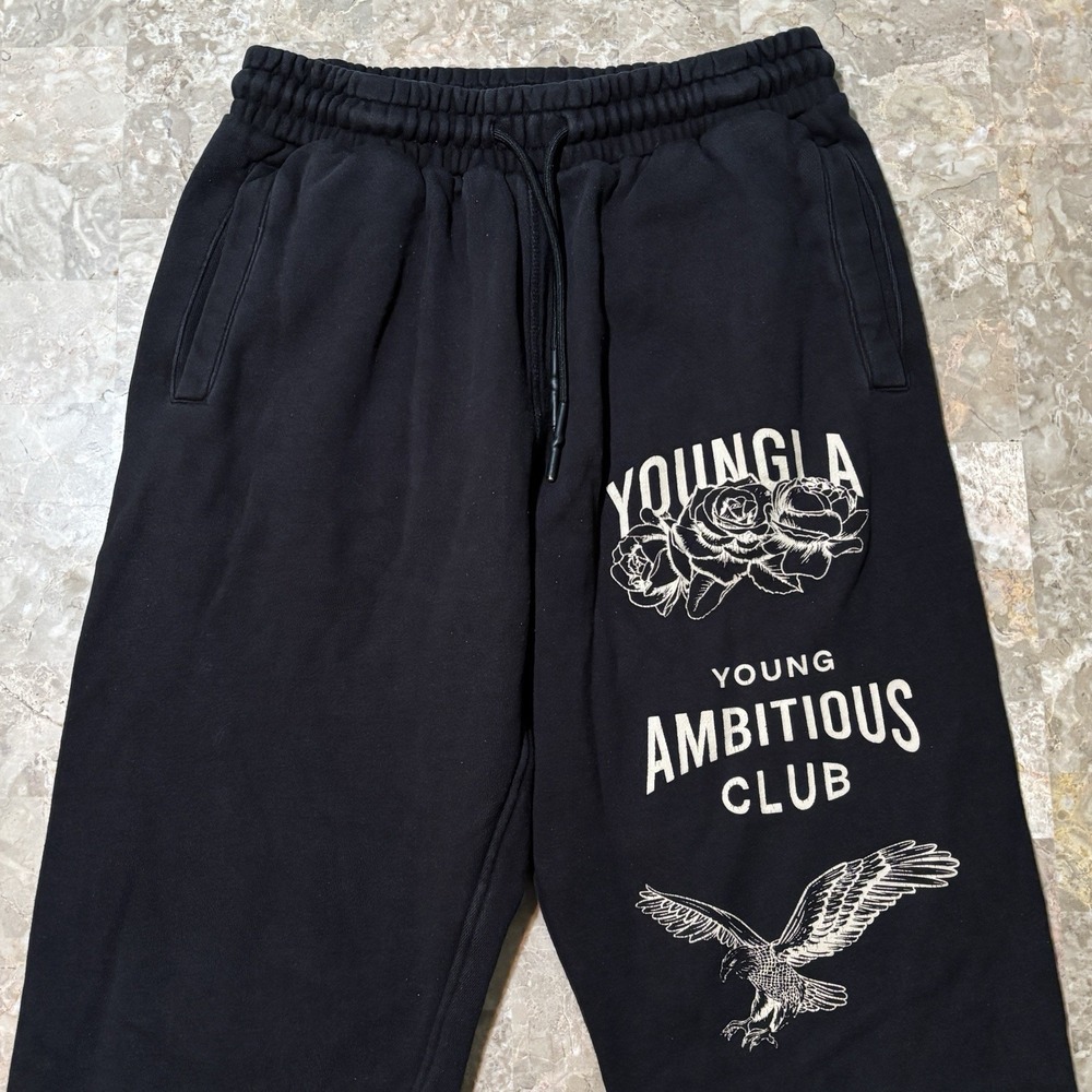 YoungLa Sweatpants Mens Medium Black Ambitious Club Joggers 28" Gym Lifting